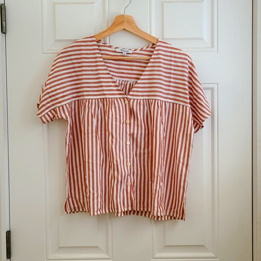 Madewell Rhyme Button-Front Top in Stripe Play